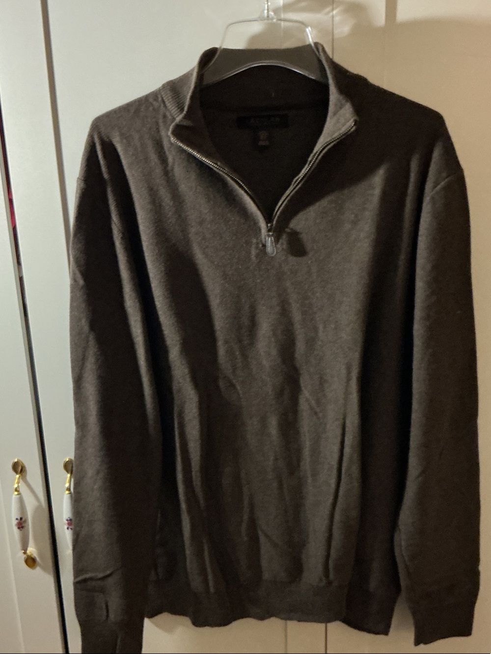 Men's Brown Quarter-Zip Sweater - Classic Knit